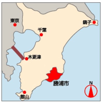 勝浦市の地図